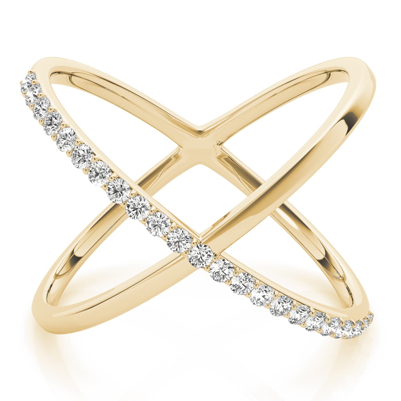 Single Row Shared Prong Fashion Ring (0.17 ct. tw.), Side view in yellow gold