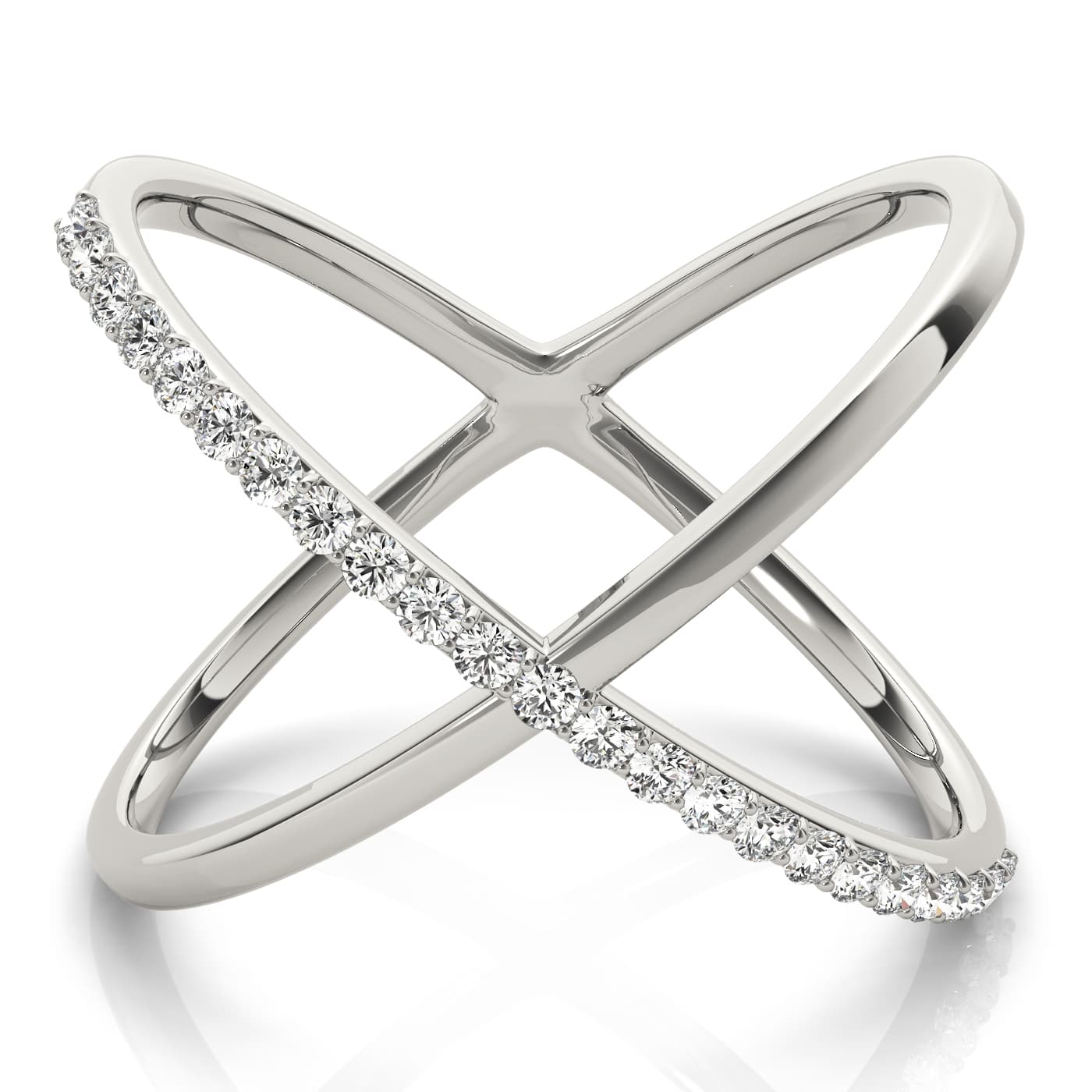 Single Row Shared Prong Fashion Ring (0.17 ct. tw.), Side view in white gold or platinum