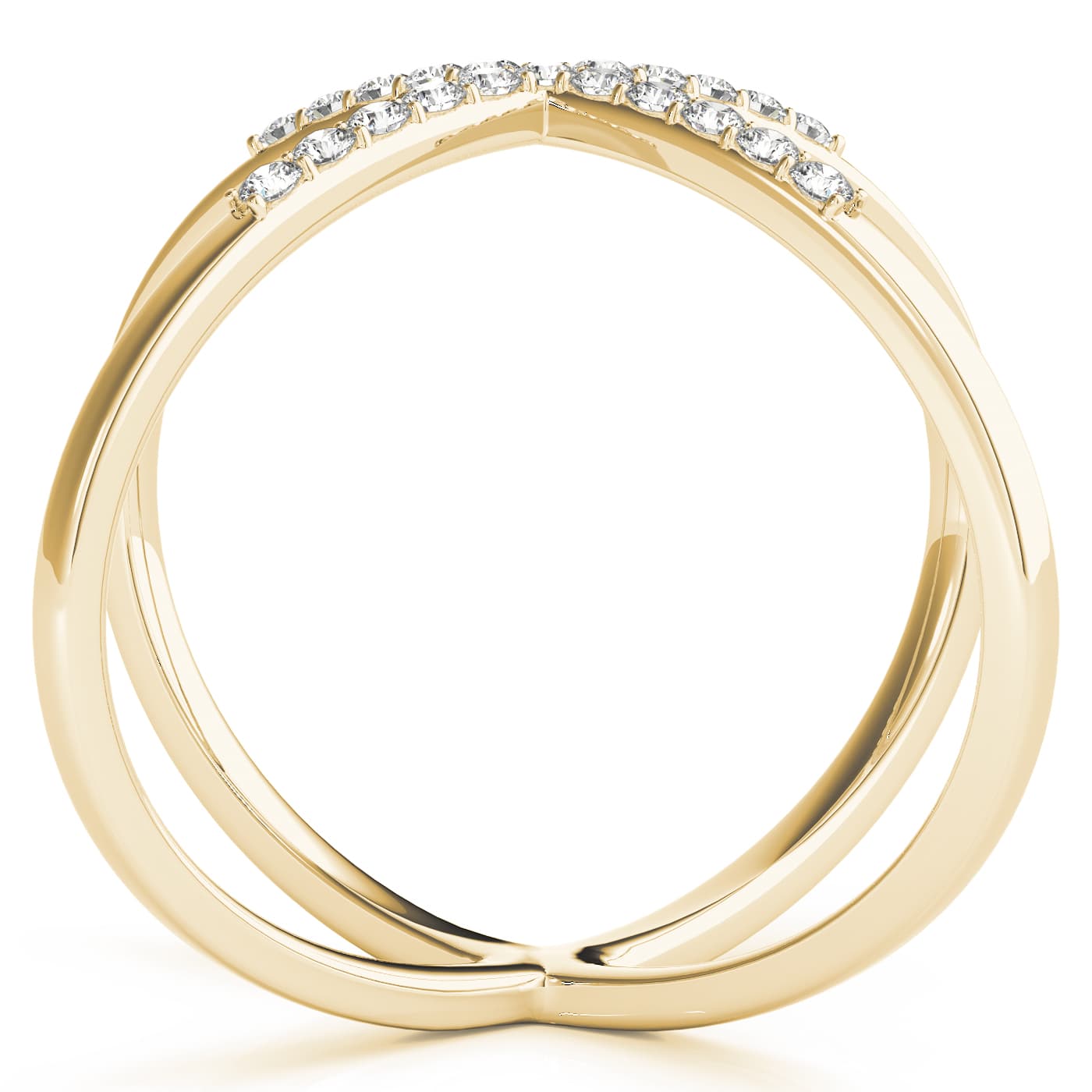 X-Shaped Shared Prong Fashion Rings (0.21 ct. tw.), On hand view in yellow gold