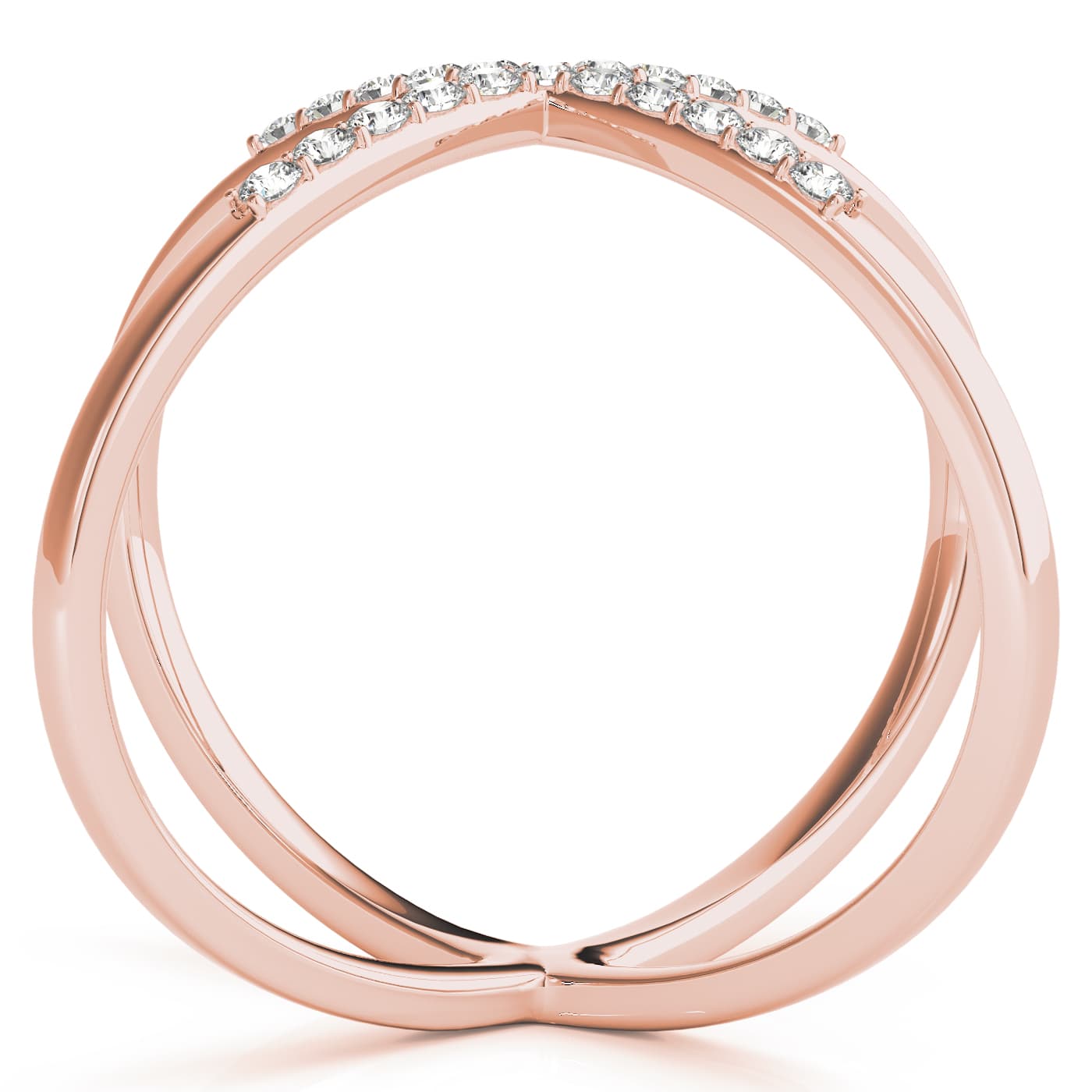X-Shaped Shared Prong Fashion Rings (0.21 ct. tw.), On hand view in rose gold