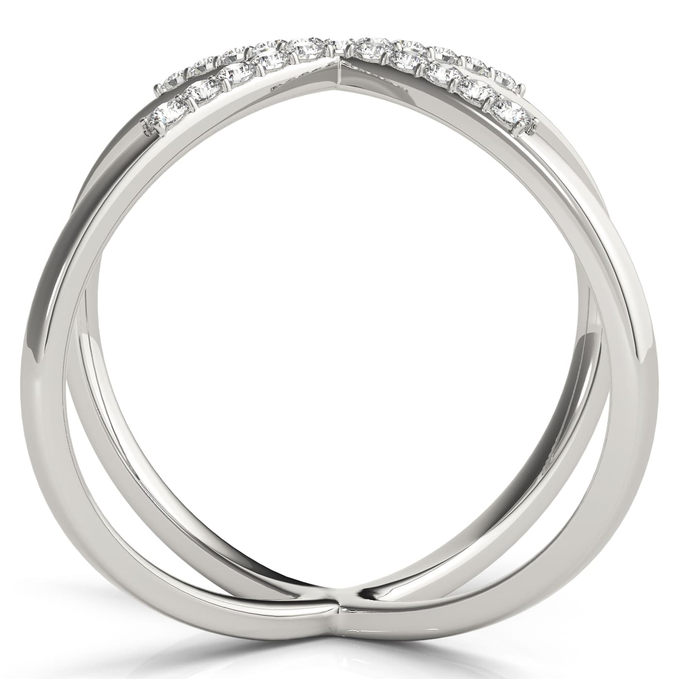 X-Shaped Shared Prong Fashion Rings (0.21 ct. tw.), On hand view in white gold or platinum