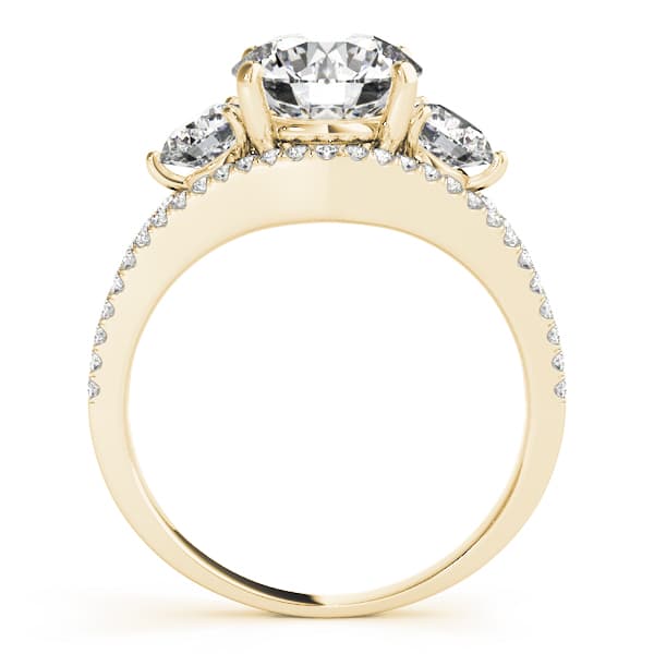 3-Stone Double Row Split Shank Engagement Ring, style 84806, Side view in yellow gold