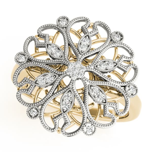 Antique Filigree Fashion Ring (0.08 ct. tw.), Front view in yellow gold