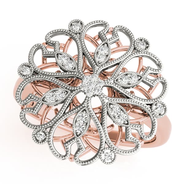 Antique Filigree Fashion Ring (0.08 ct. tw.), Front view in rose gold