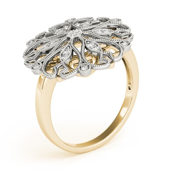 Antique Filigree Fashion Ring (0.08 ct. tw.), Angle view in yellow gold