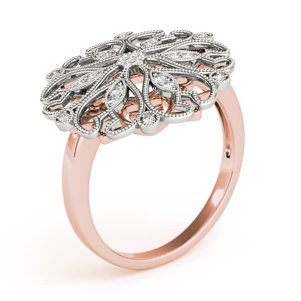Antique Filigree Fashion Ring (0.08 ct. tw.), Angle view in rose gold