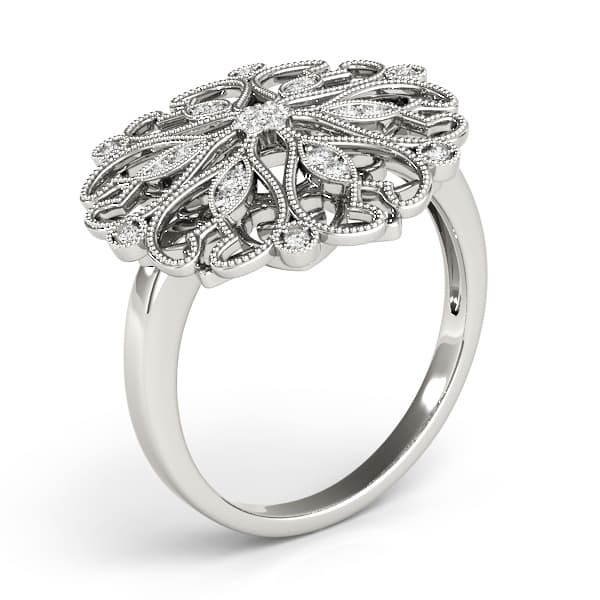 Antique Filigree Fashion Ring (0.08 ct. tw.), Angle view in white gold or platinum