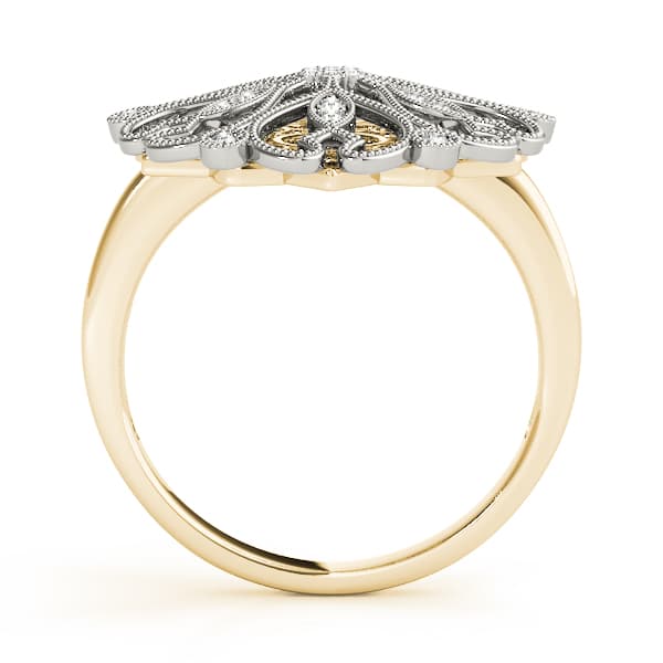 Antique Filigree Fashion Ring (0.08 ct. tw.), Side view in yellow gold