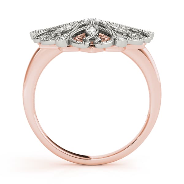 Antique Filigree Fashion Ring (0.08 ct. tw.), Side view in rose gold