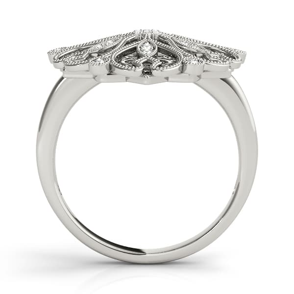 Antique Filigree Fashion Ring (0.08 ct. tw.), Side view in white gold or platinum