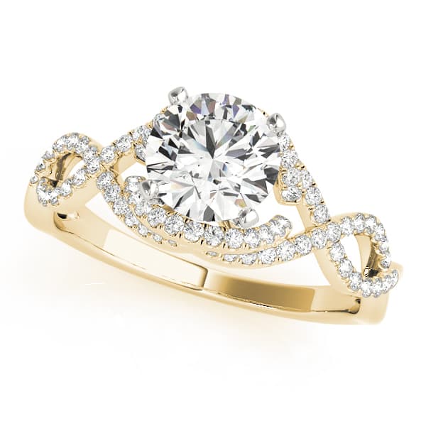 Infinity Twisted Shank Engagement Ring, style 84813, Front view in yellow gold