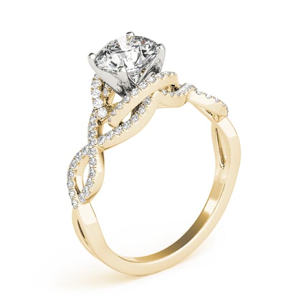Infinity Twisted Shank Engagement Ring, style 84813, Angle view in yellow gold