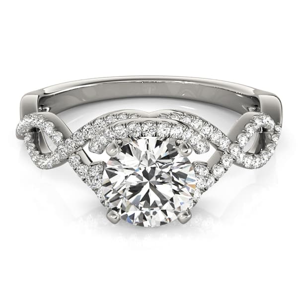 Infinity Twisted Shank Engagement Ring, style 84813, On hand view in white gold or platinum