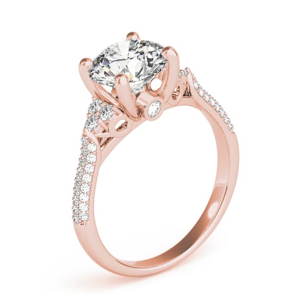 Multi-Row Pavé Cluster Side Engagement Ring, style 84814, Angle view in rose gold