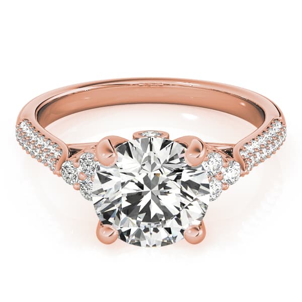 Multi-Row Pavé Cluster Side Engagement Ring, style 84814, On hand view in rose gold