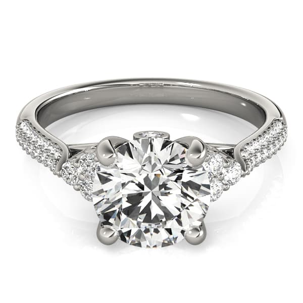 Multi-Row Pavé Cluster Side Engagement Ring, style 84814, On hand view in white gold or platinum