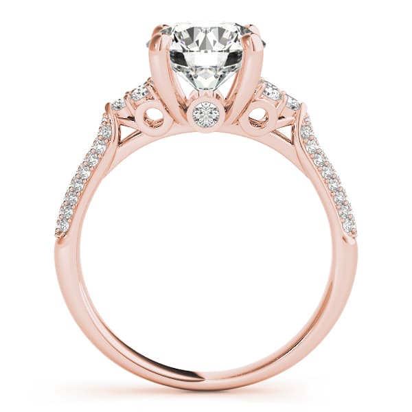 Multi-Row Pavé Cluster Side Engagement Ring, style 84814, Side view in rose gold