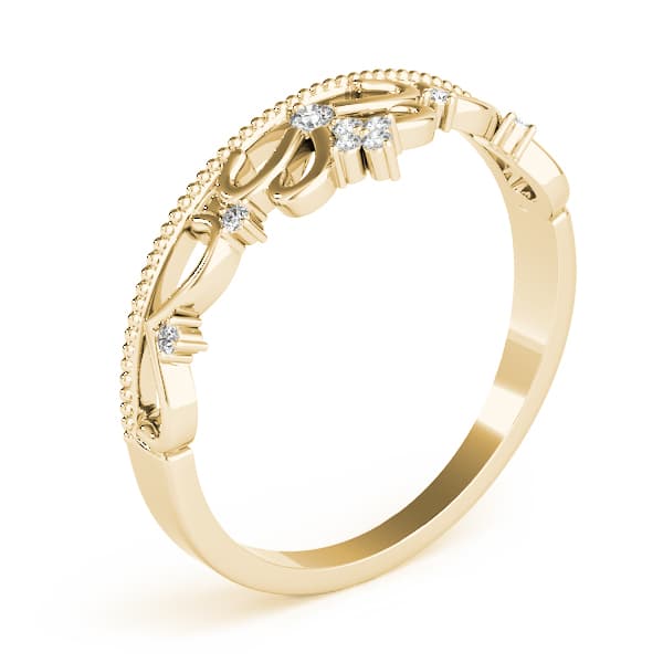 Filigree Crown Shape Milgrain Fashion Rings (0.04 ct. tw.), Angle view in yellow gold