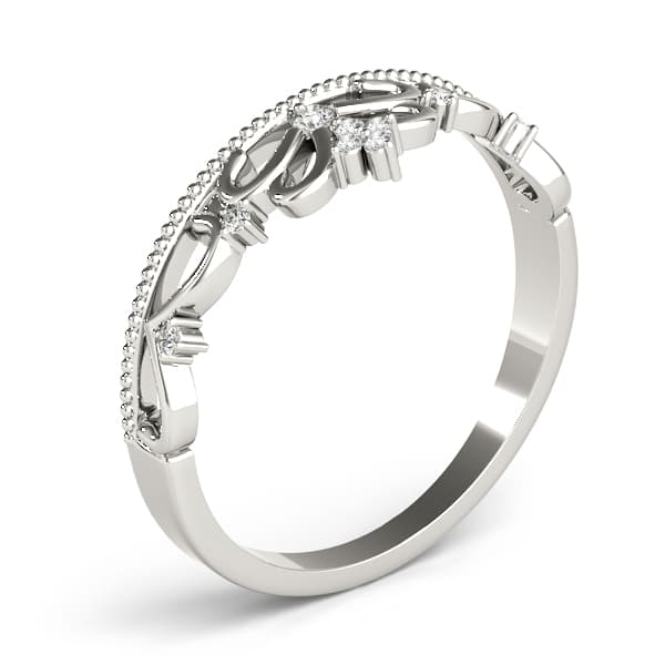 Filigree Crown Shape Milgrain Fashion Rings (0.04 ct. tw.), Angle view in white gold or platinum