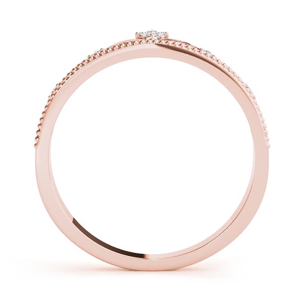 Filigree Crown Shape Milgrain Fashion Rings (0.04 ct. tw.), Side view in rose gold