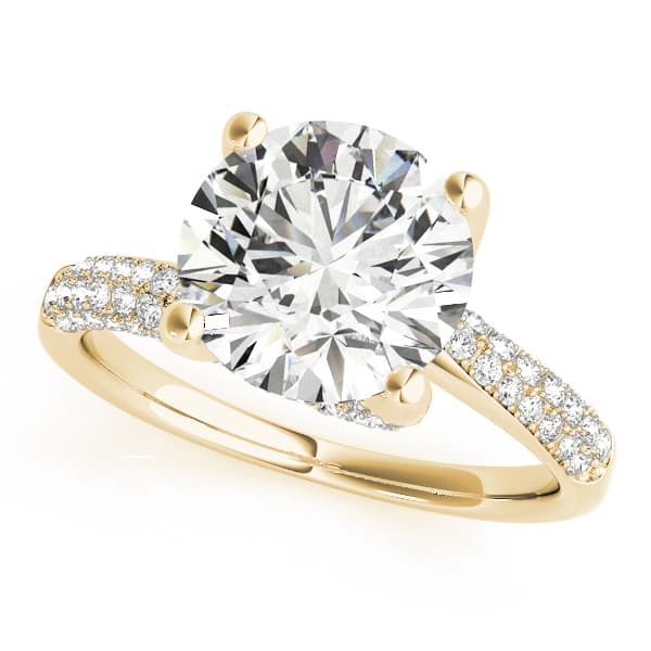 Bypass Multi-Row Pavé Engagement Ring, style 84816, Front view in yellow gold