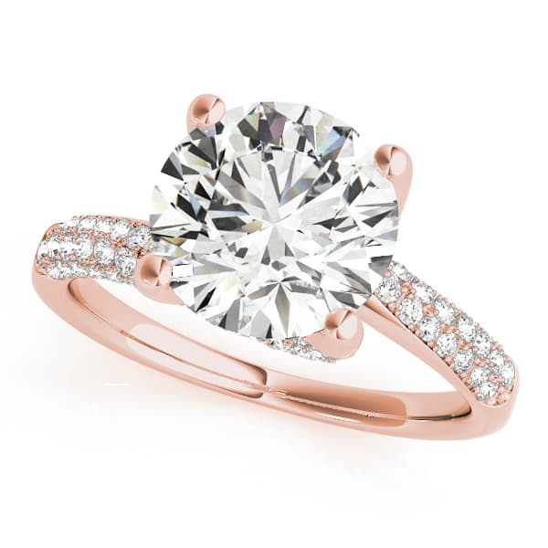 Bypass Multi-Row Pavé Engagement Ring, style 84816, Front view in rose gold