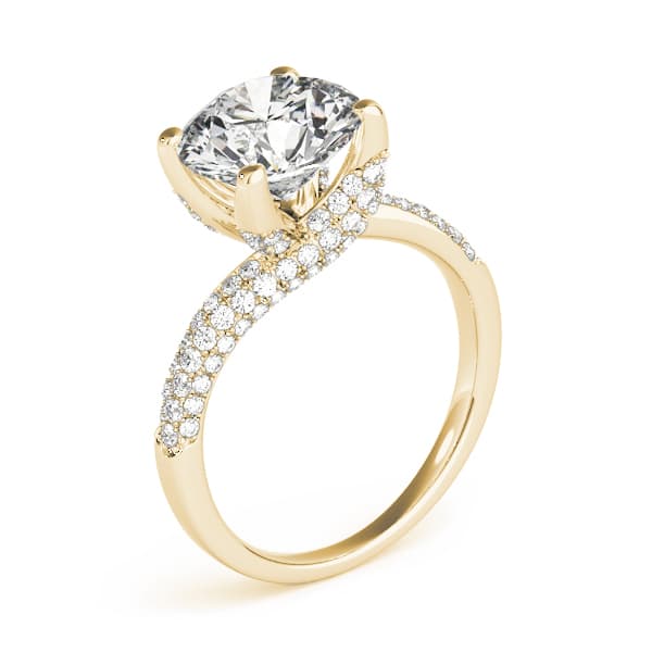 Bypass Multi-Row Pavé Engagement Ring, style 84816, Angle view in yellow gold