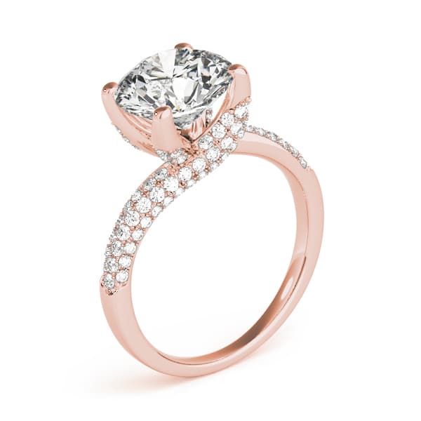 Bypass Multi-Row Pavé Engagement Ring, style 84816, Angle view in rose gold