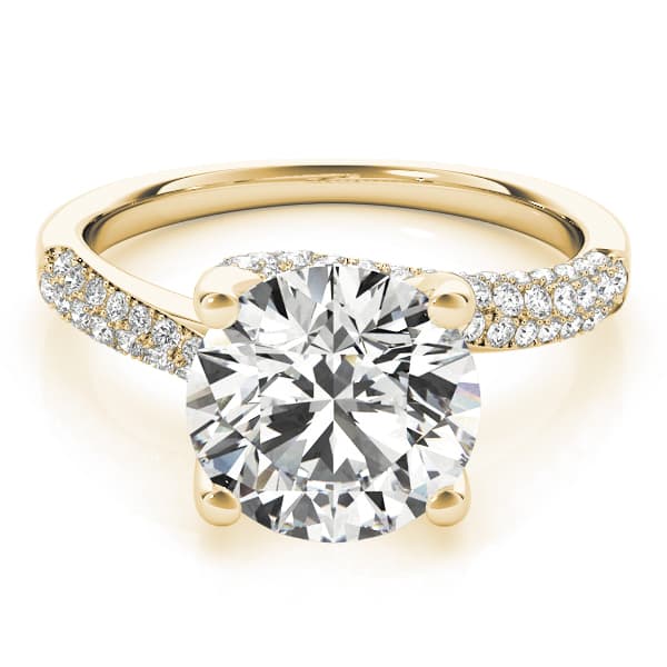 Bypass Multi-Row Pavé Engagement Ring, style 84816, On hand view in yellow gold