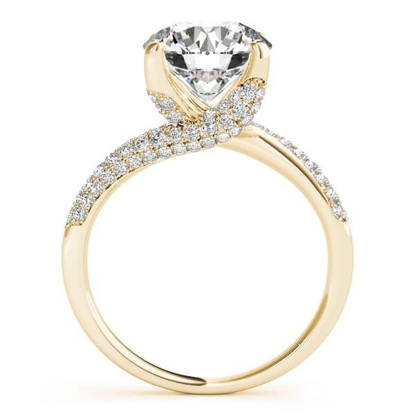 Bypass Multi-Row Pavé Engagement Ring, style 84816, Side view in yellow gold