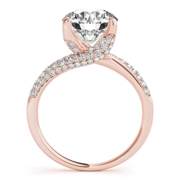 Bypass Multi-Row Pavé Engagement Ring, style 84816, Side view in rose gold