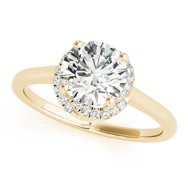 Solitaire Round Halo Engagement Ring, style 84820, Front view in yellow gold