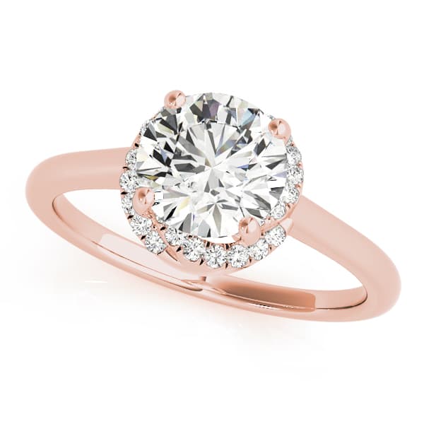 Solitaire Round Halo Engagement Ring, style 84820, Front view in rose gold