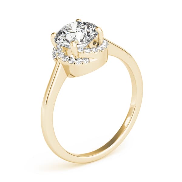 Solitaire Round Halo Engagement Ring, style 84820, Angle view in yellow gold