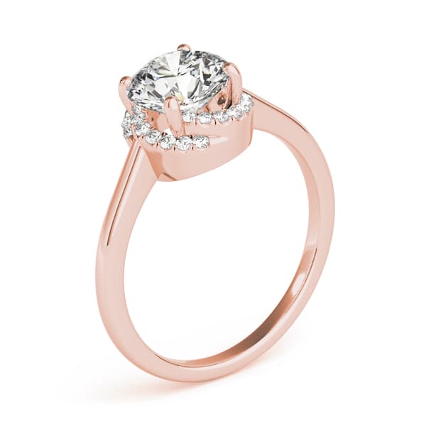 Solitaire Round Halo Engagement Ring, style 84820, Angle view in rose gold