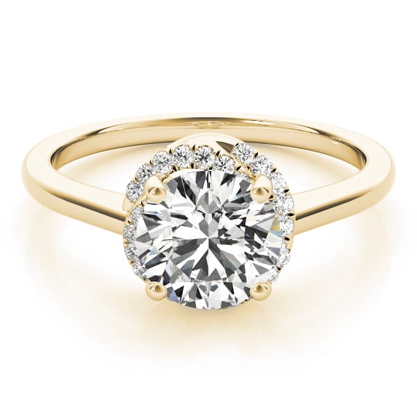 Solitaire Round Halo Engagement Ring, style 84820, On hand view in yellow gold