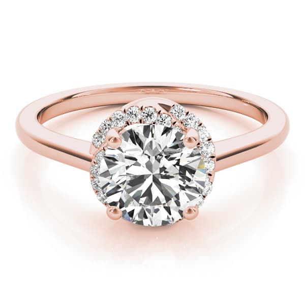 Solitaire Round Halo Engagement Ring, style 84820, On hand view in rose gold