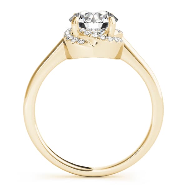 Solitaire Round Halo Engagement Ring, style 84820, Side view in yellow gold