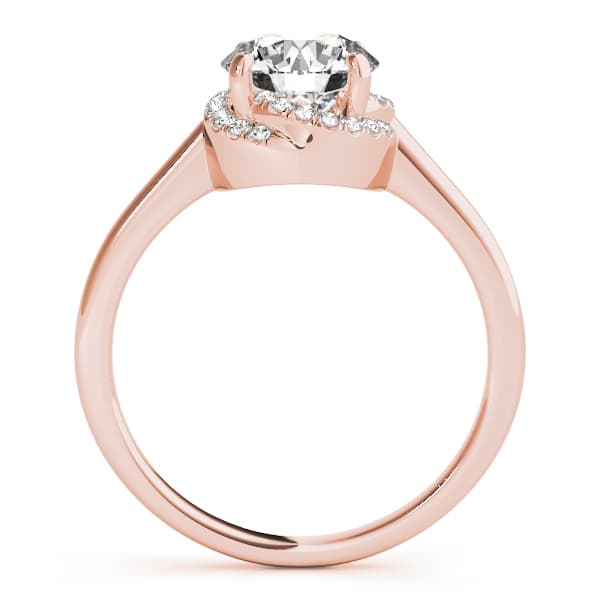 Solitaire Round Halo Engagement Ring, style 84820, Side view in rose gold