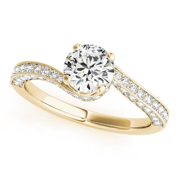 Bypass Multi-Row Milgrain Engagement Ring, style 84821, Front view in yellow gold