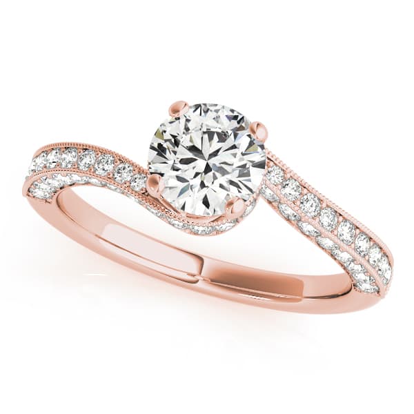 Bypass Multi-Row Milgrain Engagement Ring, style 84821, Front view in rose gold