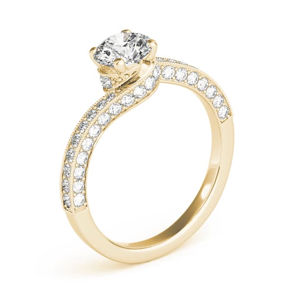 Bypass Multi-Row Milgrain Engagement Ring, style 84821, Angle view in yellow gold