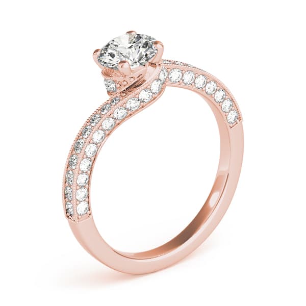 Bypass Multi-Row Milgrain Engagement Ring, style 84821, Angle view in rose gold