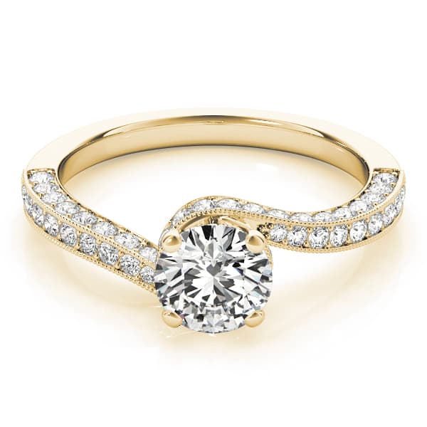 Bypass Multi-Row Milgrain Engagement Ring, style 84821, On hand view in yellow gold