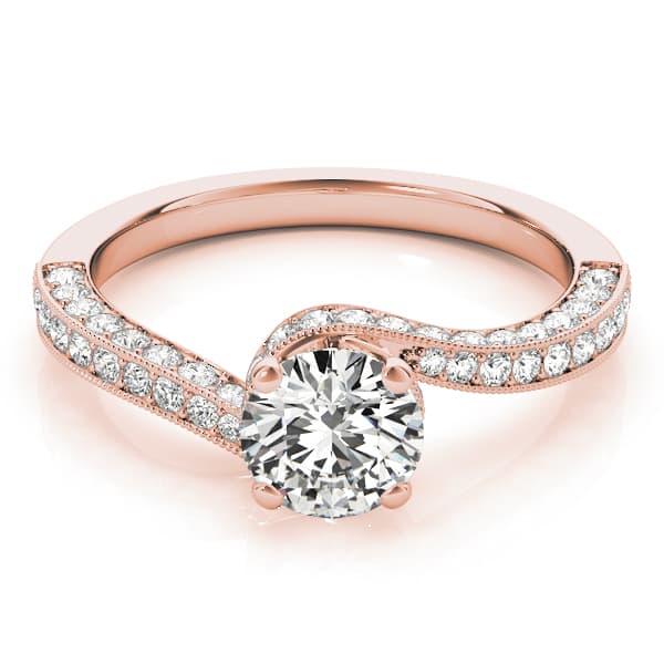 Bypass Multi-Row Milgrain Engagement Ring, style 84821, On hand view in rose gold