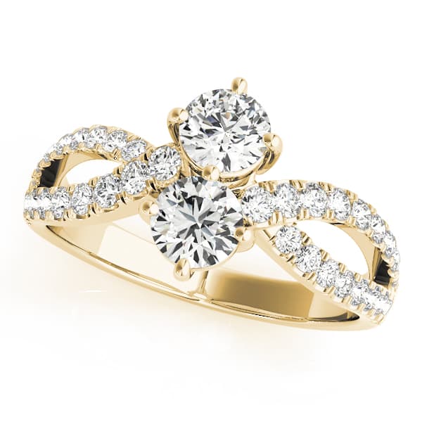 2-Stone Twisted Shank Fashion Ring (3/8 ct. tw.), Front view in yellow gold