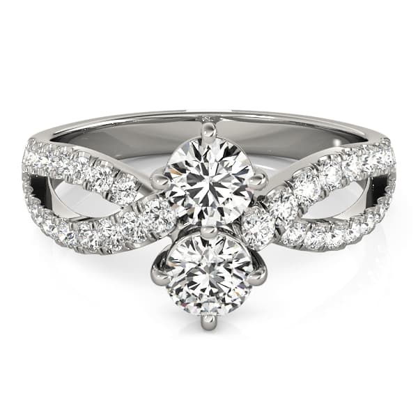 2-Stone Twisted Shank Fashion Ring (3/8 ct. tw.), On hand view in white gold or platinum