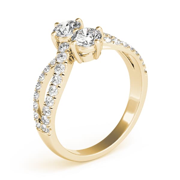 2-Stone Twisted Shank Fashion Ring (3/8 ct. tw.), Top view in yellow gold