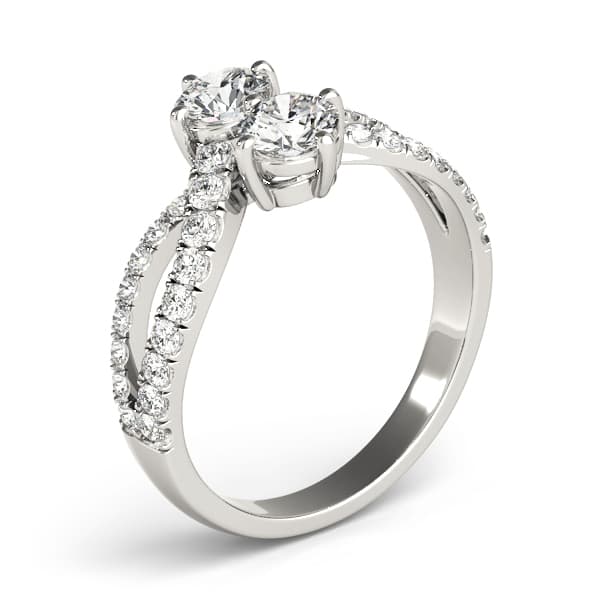 2-Stone Twisted Shank Fashion Ring (3/8 ct. tw.), Top view in white gold or platinum