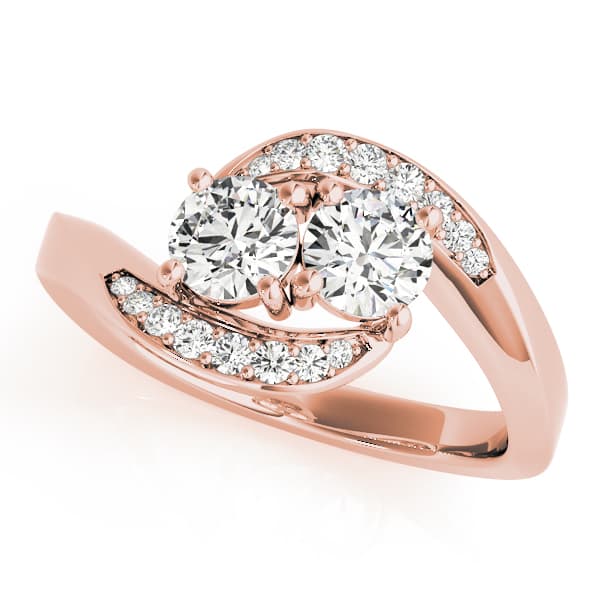 Two Stone Ring (0.1 ct. tw.), Front view in rose gold